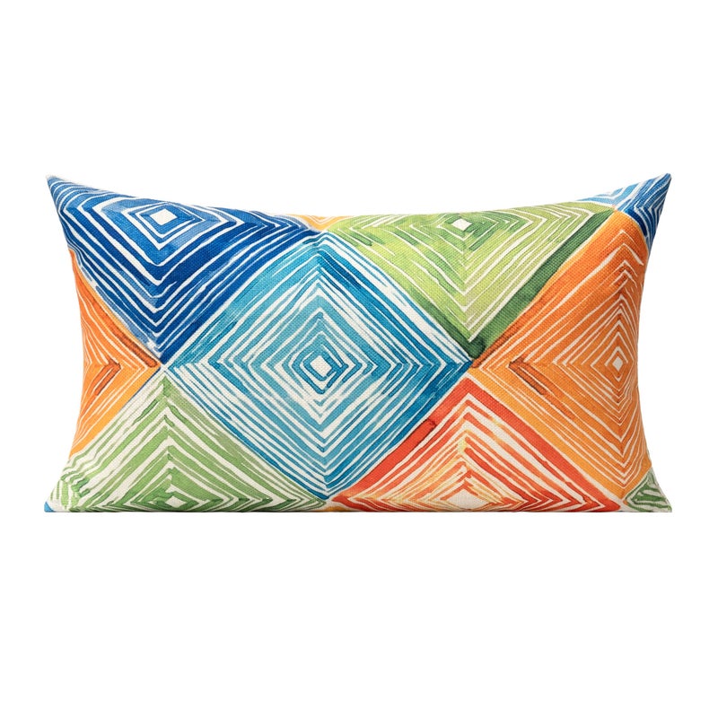 WOKANI Colorful Abstract Modern Lumbar Throw Pillow Covers 12x20 Set of 2 Outdoor Couch Furniture Geometric Striped Square Decorative Patio Cushion Covers Home D?cor for Bedroom Sofa Bench Porch - Image 2
